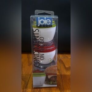 Joie White Food Storage Condiment Pots with Red and Lime Lids (3 pc)